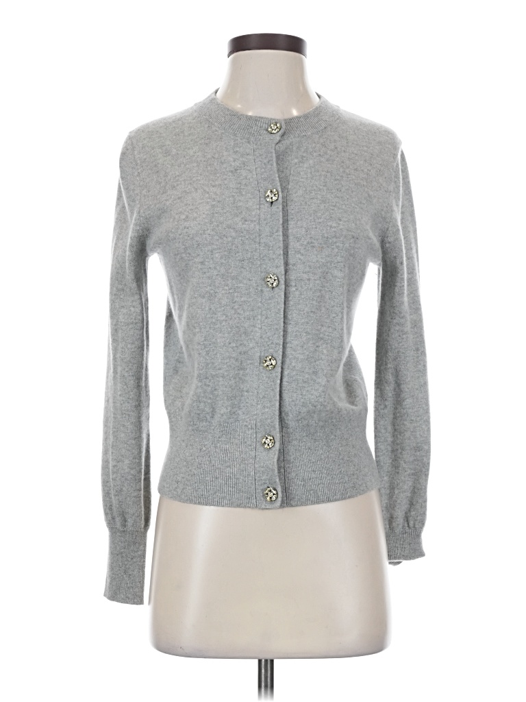 Pre-owned Jcrew Cashmere Cardigan Sweater In Gray