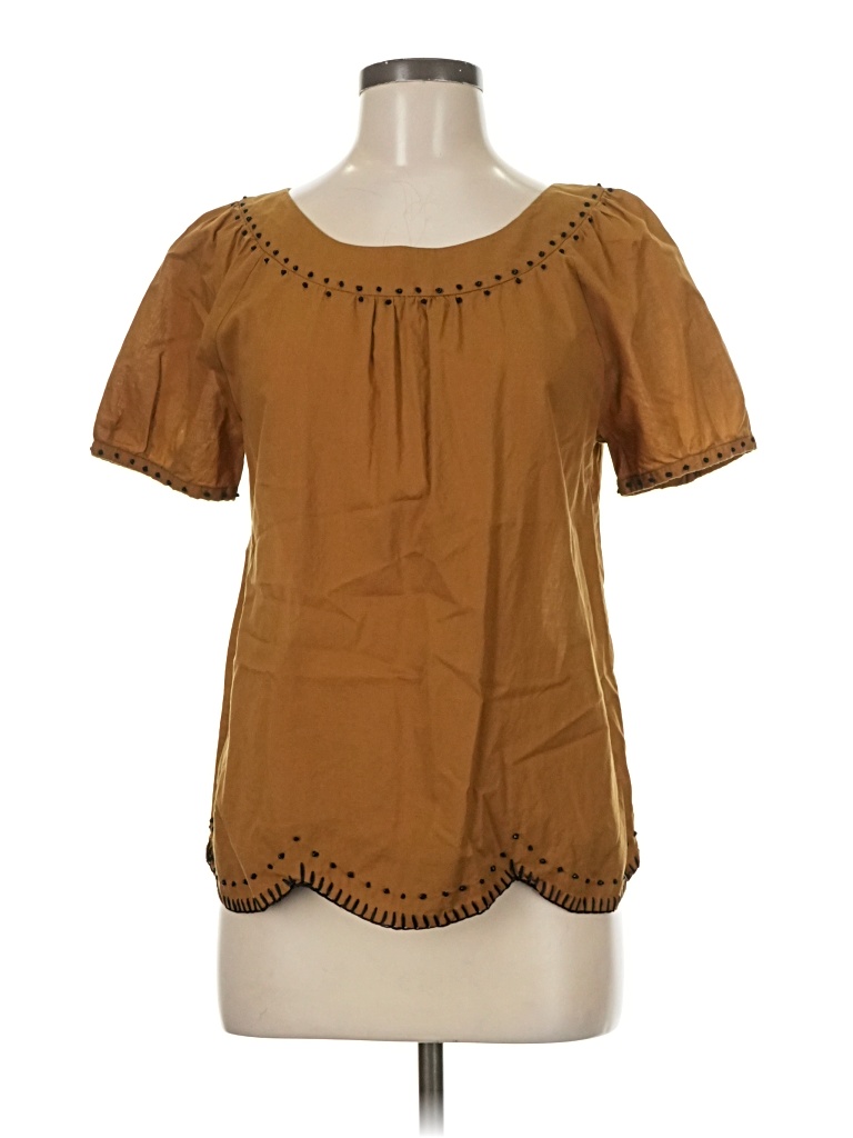 Pre-owned Jcrew Short Sleeve Blouse In Brown