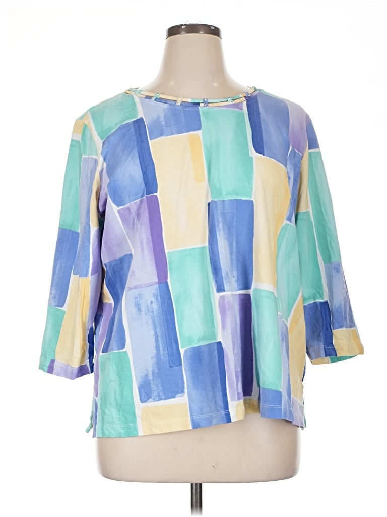 Pre-owned Alfred Dunner 3/4 Sleeve T-shirt In Blue