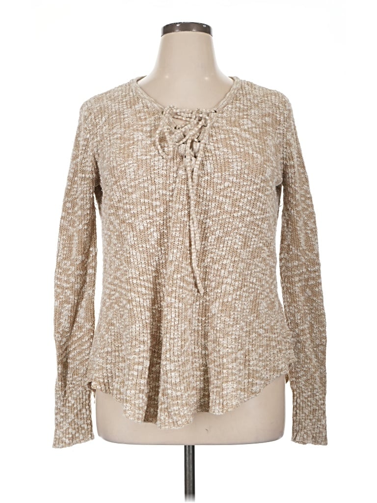 Pre-owned Natural Reflections Cardigan Sweater In Tan