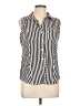 Cato Stripes Black Sleeveless Button-Down Shirt Size M - photo 1
