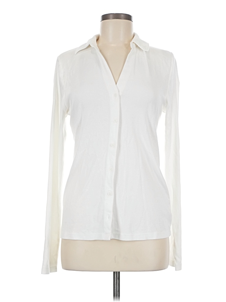 Pre-owned Gap Long Sleeve Blouse In White