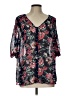 Skies Are Blue 100% Polyester Black 3/4 Sleeve Blouse Size L - photo 1