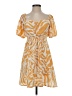 Assorted Brands 100% Polyester Print Orange Casual Dress Size XS - photo 1