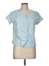 Aria 100% Cotton Blue Short Sleeve Blouse Size M - photo 1