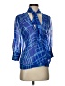 Express Design Studio 100% Silk Blue 3/4 Sleeve Silk Top Size XS - photo 1