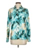 Shein Print Teal Long Sleeve Blouse Size 4 - photo 1