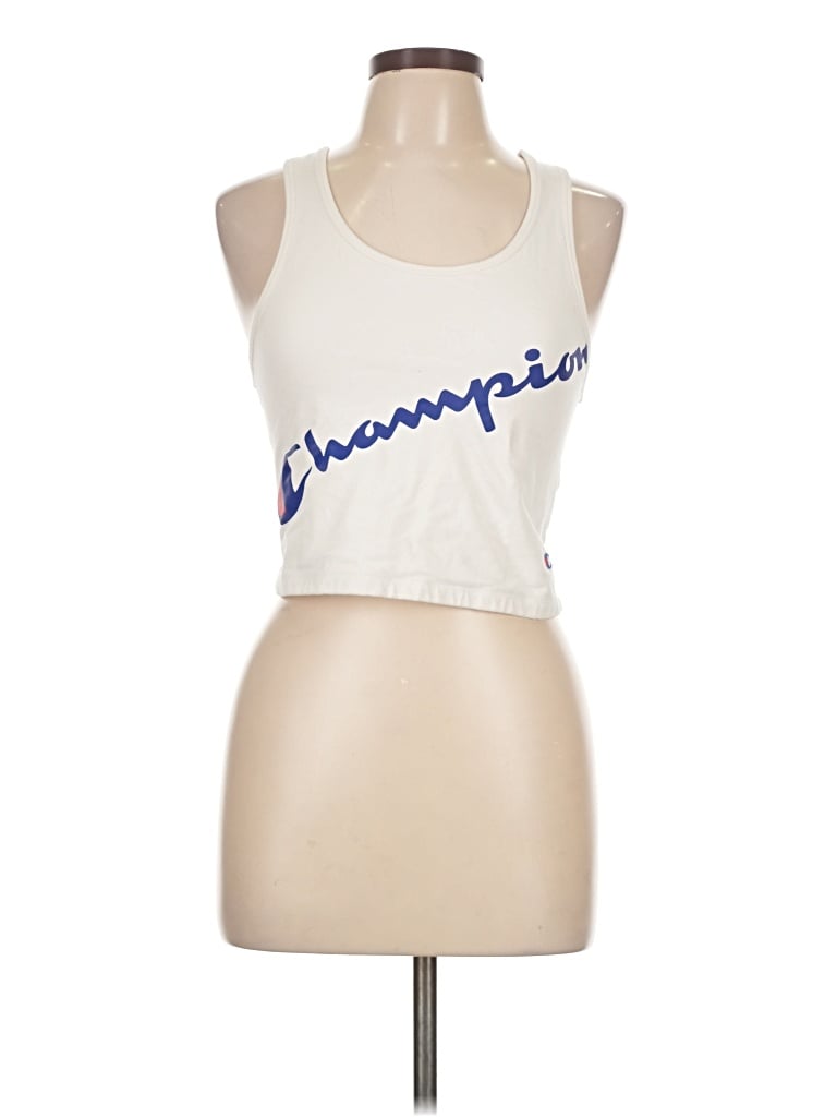 Pre-owned Champion Tank Top White Halter Neckline Tops