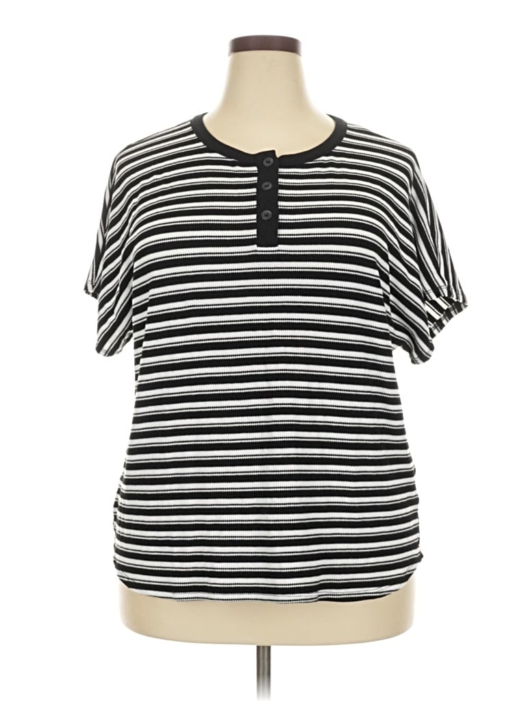 Pre-owned Notations Short Sleeve Henley Shirt In Gray