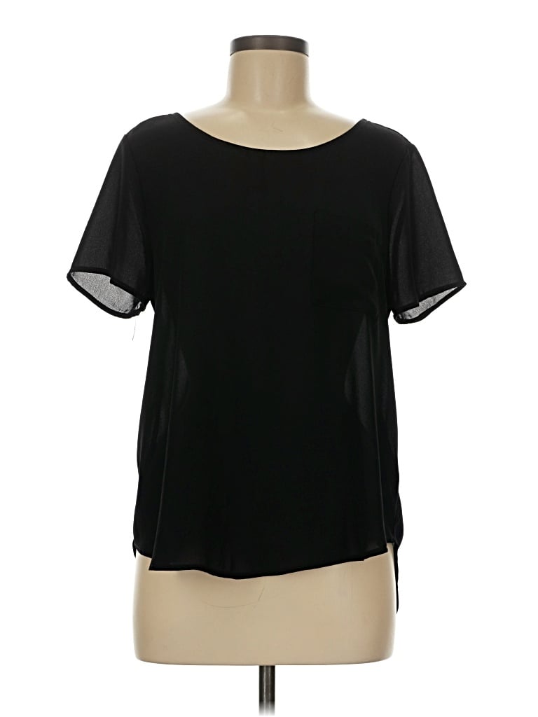 Pre-owned Lily White Short Sleeve Top Black Scoop Neck Tops