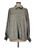 First Love 100% Polyester Print Teal Long Sleeve Blouse Size M - photo 1