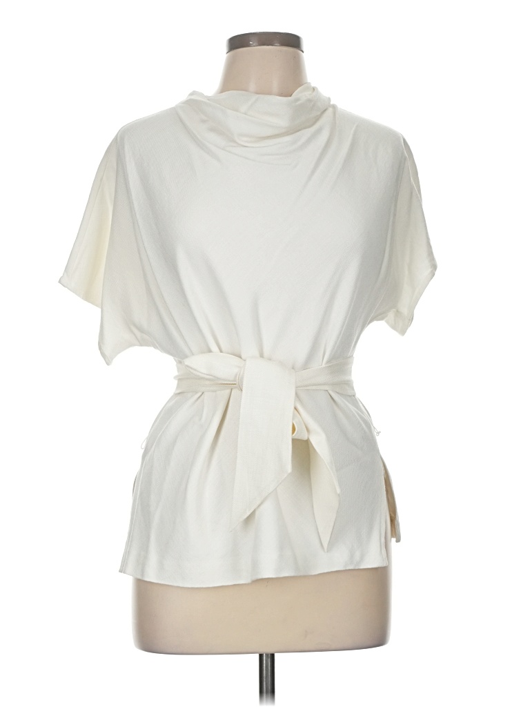 Pre-owned Trina Turk Short Sleeve Blouse In White