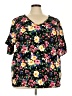 Haptics 100% Rayon Floral Black Short Sleeve Blouse Size 3X - photo 1