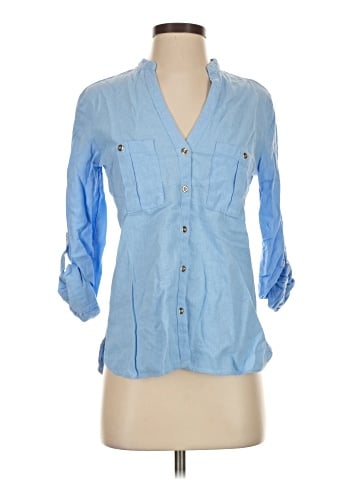 Zara 3/4 Sleeve Button-Down Shirt (view 1)