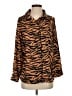 Plush 100% Polyester Animal Print Orange Long Sleeve Blouse Size XS - photo 1