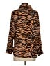 Plush 100% Polyester Animal Print Orange Long Sleeve Blouse Size XS - photo 2