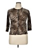 August Silk Animal Print Brown Cardigan Size XL - photo 1