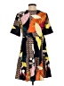 Unbranded Print Orange Casual Dress Size S - photo 2