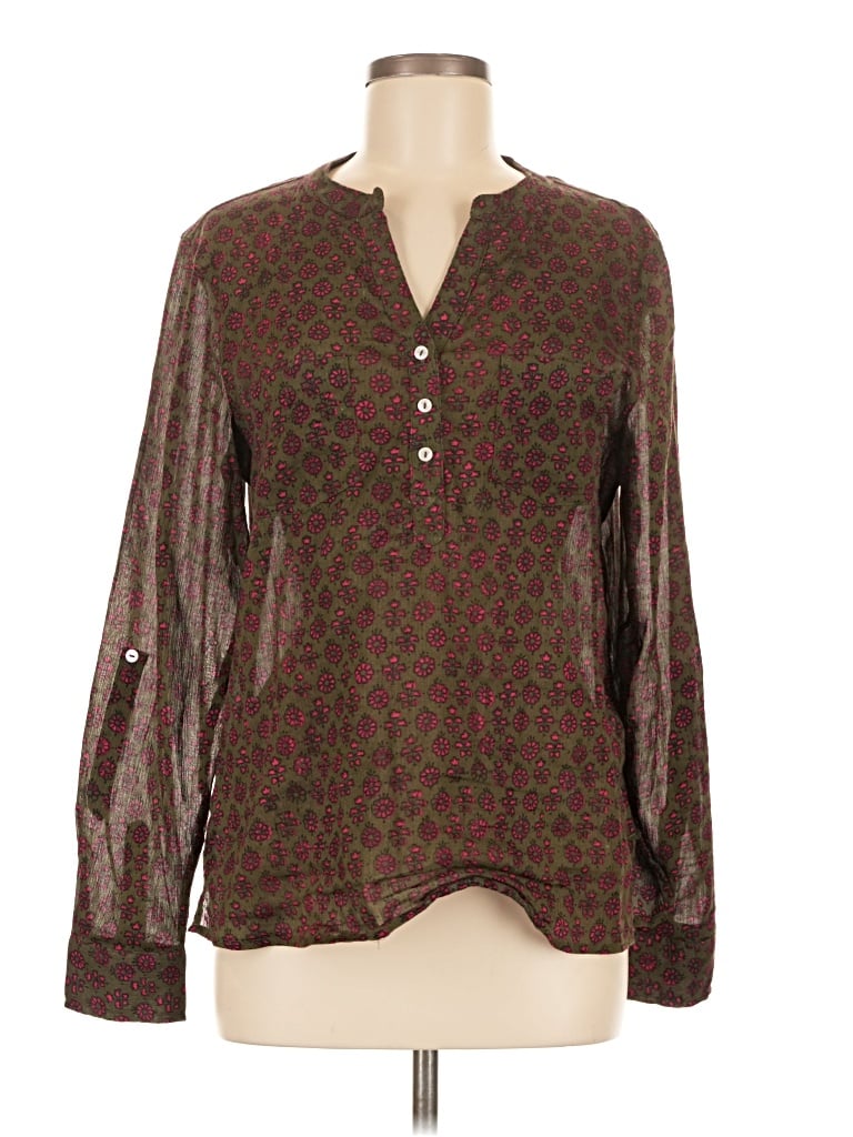 Pre-owned Carve Designs Long Sleeve Blouse In Brown
