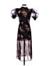 Topshop 100% Polyester Floral Black Cocktail Dress Size 4 - photo 1