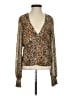Divided by H&M 100% Polyester Animal Print Brown Long Sleeve Blouse Size 4 - photo 1