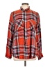 Merona 100% Rayon Plaid Orange Long Sleeve Button-Down Shirt Size L - photo 1