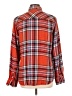 Merona 100% Rayon Plaid Orange Long Sleeve Button-Down Shirt Size L - photo 2