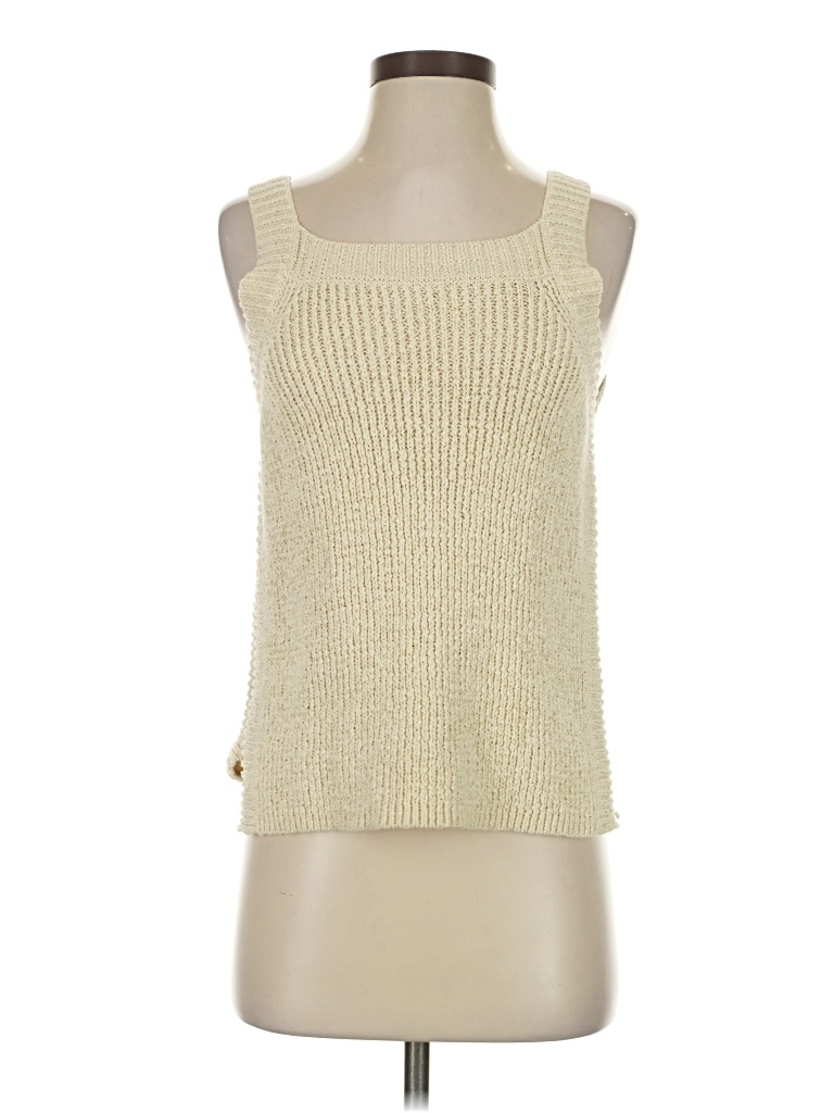 Pre-owned Jcrew Sleeveless Top Ivory Square Neckline Tops In White