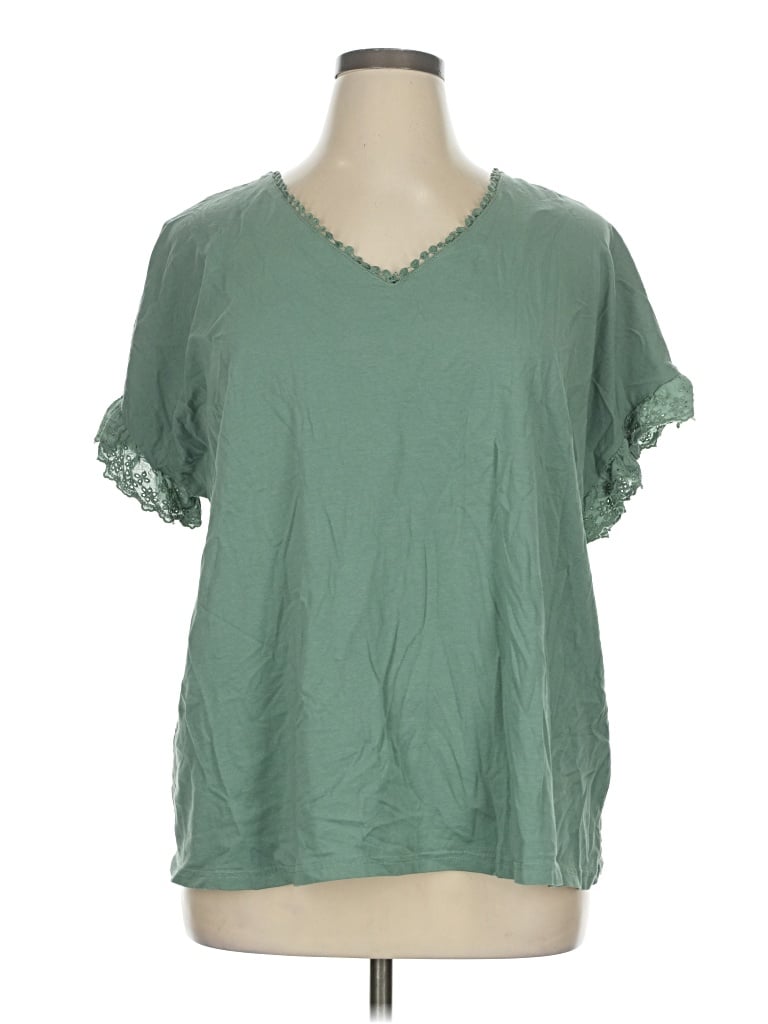 Pre-owned Shein Short Sleeve Blouse In Green