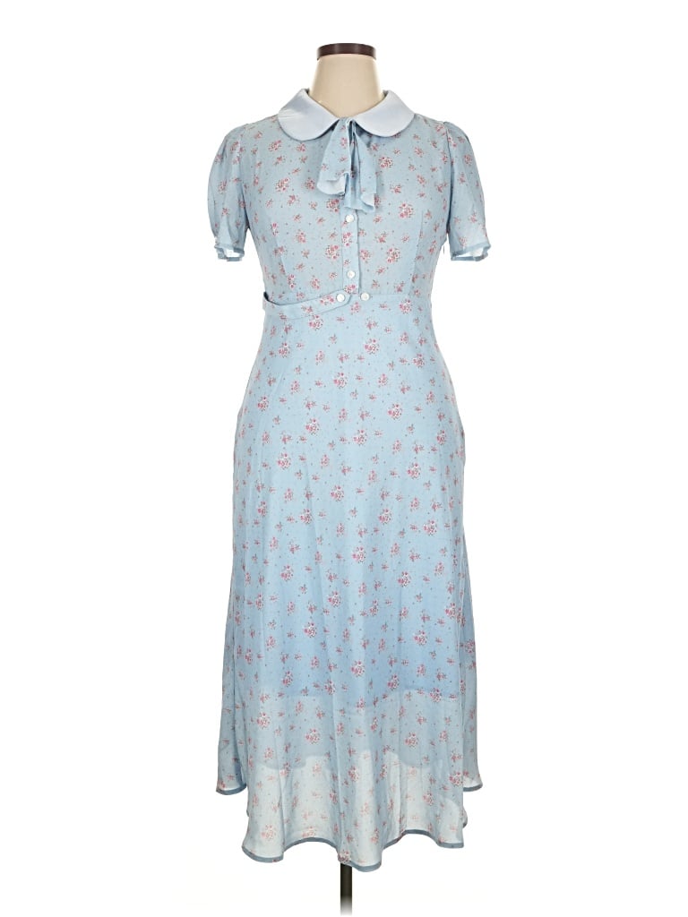 Simple Retro Casual Dress In Blue
