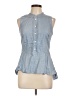 Veronica Beard Blue Sleeveless Button-Down Shirt Size 10 - photo 1
