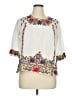 Durga-Kali 100% Rayon White Short Sleeve Blouse Size XL - photo 1