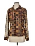 Harold's 100% Polyester Color Block Brown Long Sleeve Blouse Size 6 - photo 1