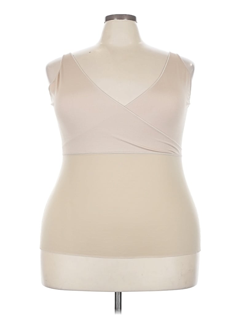 Pre-owned Spanx Sleeveless Top Tan Plunge Neckline Tops In Brown