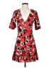 Parisian 100% Polyester Print Red Casual Dress Size 4 - photo 1