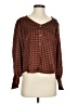 Levi's 100% Polyester Houndstooth Brown Long Sleeve Blouse Size S - photo 1