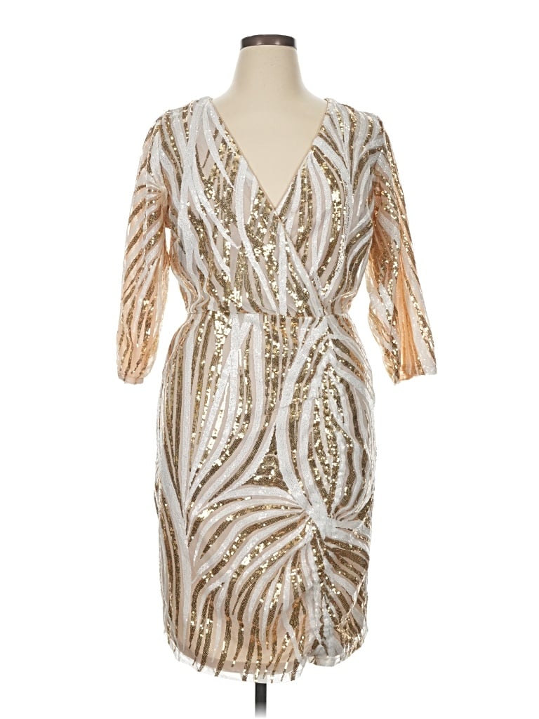 Ashley Stewart Cocktail Dress In Gold