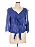Mine 100% Polyester Blue 3/4 Sleeve Blouse Size L - photo 1