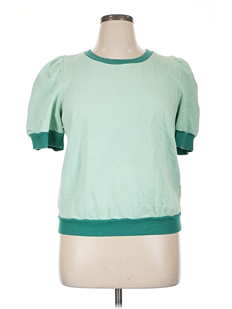 Pre-owned T.la Short Sleeve Top Green Crew Neck Tops