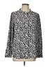 Ann Taylor LOFT 100% Polyester Animal Print Silver Long Sleeve Blouse Size L - photo 1