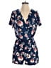 French Grey Floral Blue Romper Size XS - photo 1