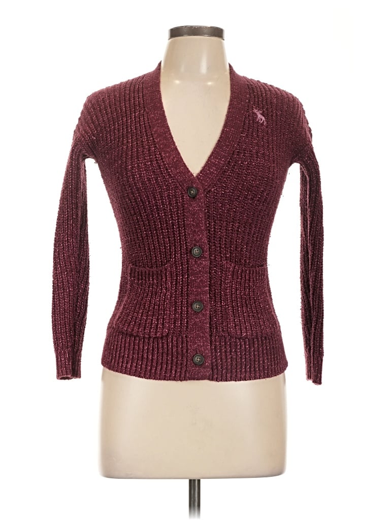 Pre-owned Abercrombie Cardigan Sweater In Burgundy