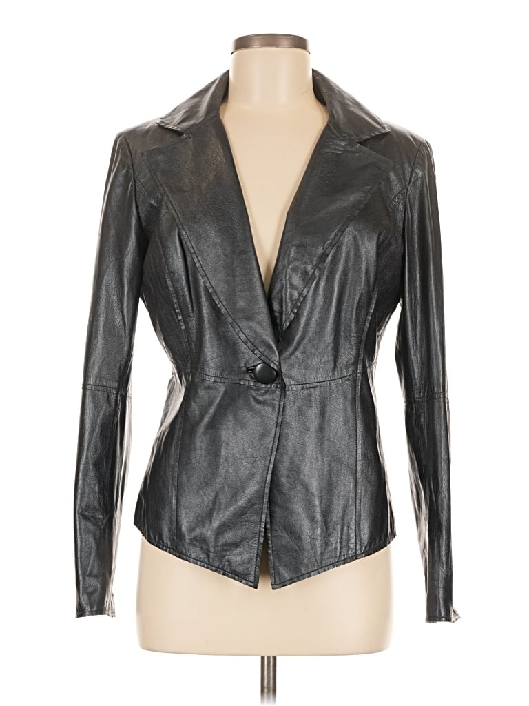 Pre-owned St John Leather Jacket In Black