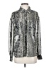 Honey Punch Animal Print Silver Long Sleeve Blouse Size S - photo 1