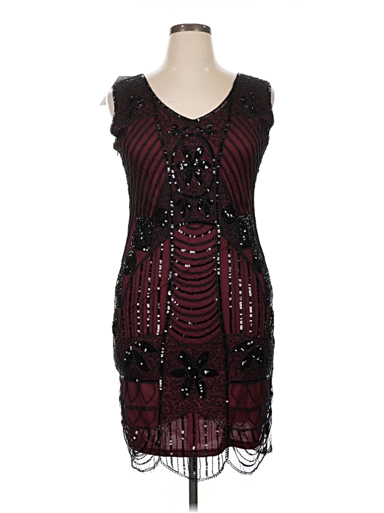 Pre-owned Unbranded Cocktail Dress In Burgundy