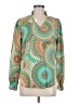 Unbranded 100% Polyester Paisley Green Long Sleeve Blouse Size M - photo 1