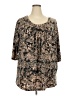 Woman Within Floral Black Brown 3/4 Sleeve Blouse Size 22 (1X) - photo 1