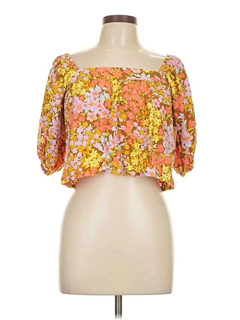 Billabong 3/4 Sleeve Blouse In Orange