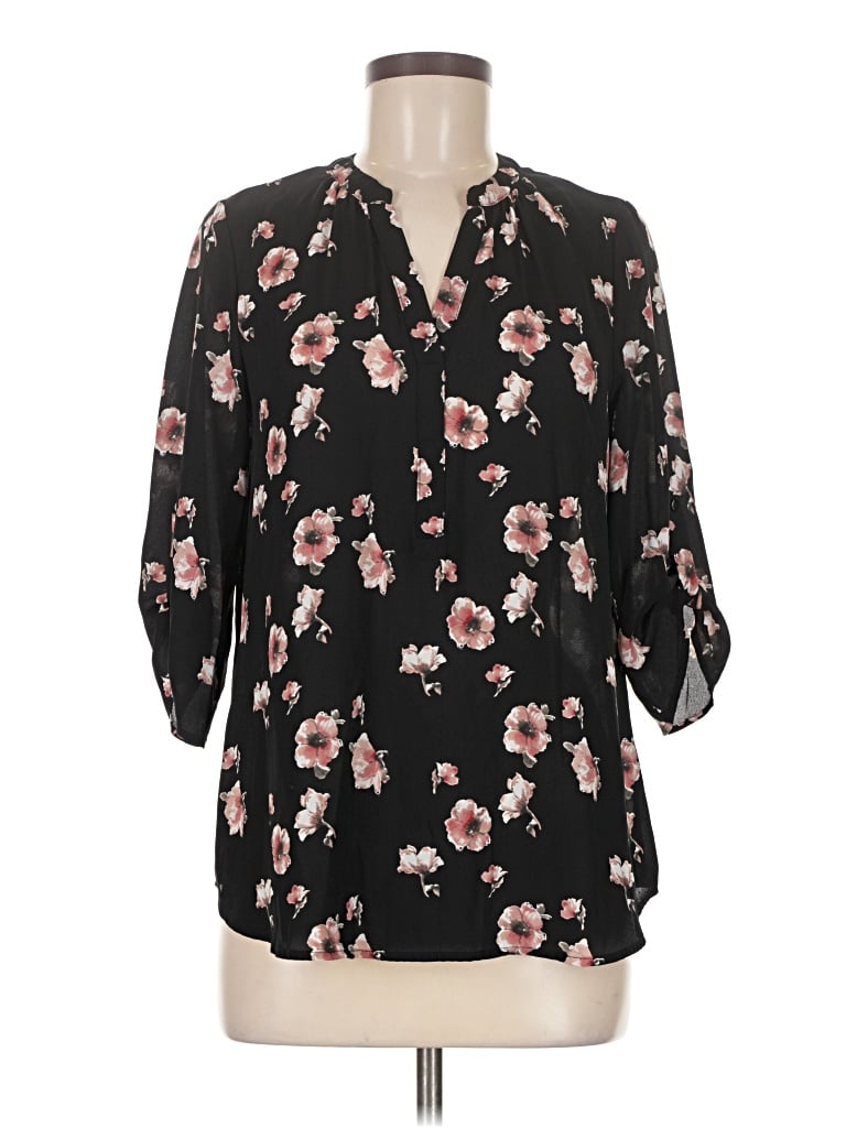 Pre-owned Sienna Sky 3/4 Sleeve Blouse In Black