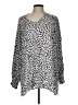 Side Stitch 100% Rayon Animal Print Silver Long Sleeve Blouse Size L - photo 1